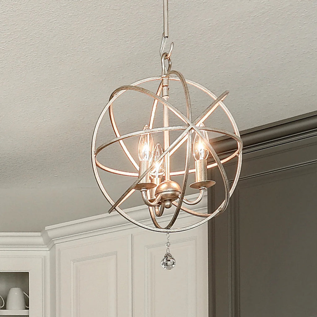 Crystorama Lighting Group Solaris 3 Light 13" Wide Cage Pendant 9225-OS