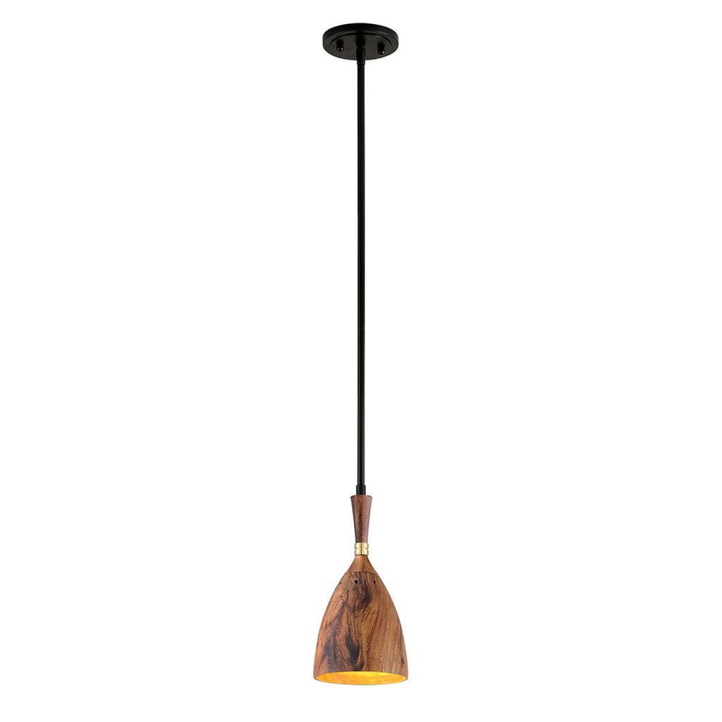 Soft Black Pendant with Acacia Wood 280-41