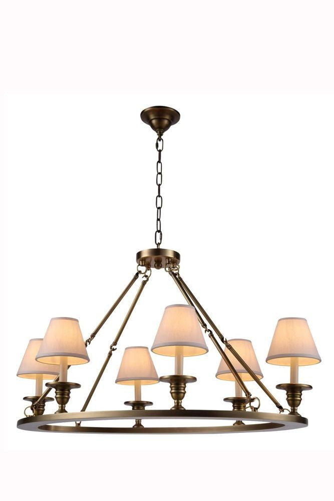 Elegant Lighting 1402D36BB Chester 6 Light Pendant In Burnished Brass