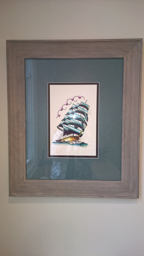 One of a kind Framed Ship Art