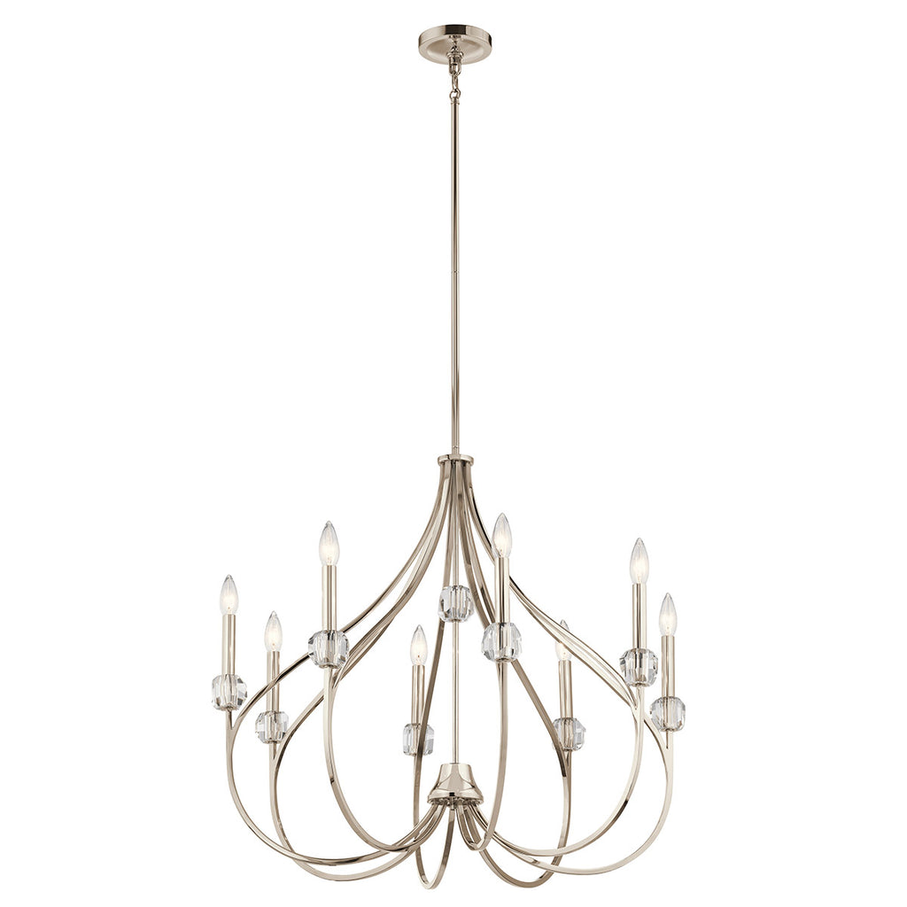 Kichler Eloise 8 Light 30 inch Polished Nickel Chandelier 1 Tier Large Ceiling Light, 1 Tier Large