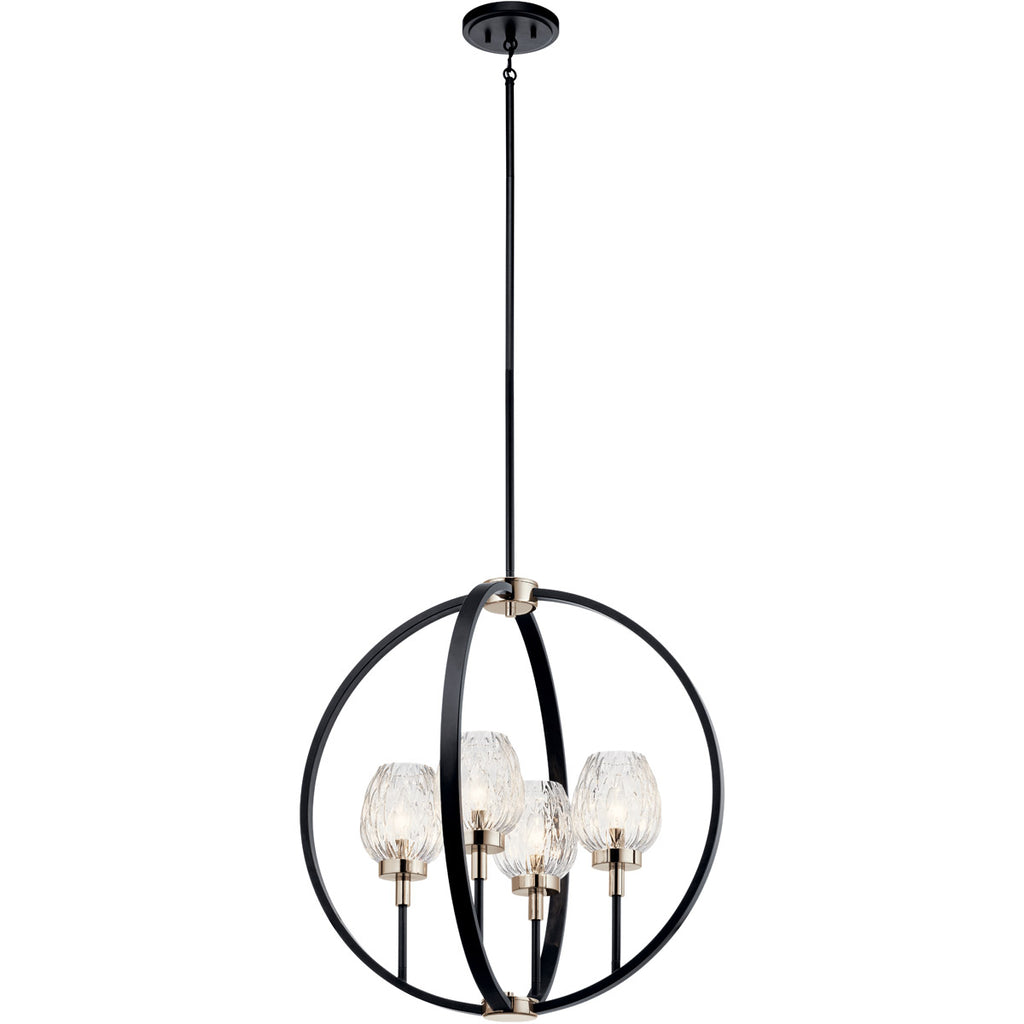 Kichler 44239BK, Moyra 4 Light 24 inch Black Chandelier 1 Tier Medium Ceiling Light, 1 Tier Medium