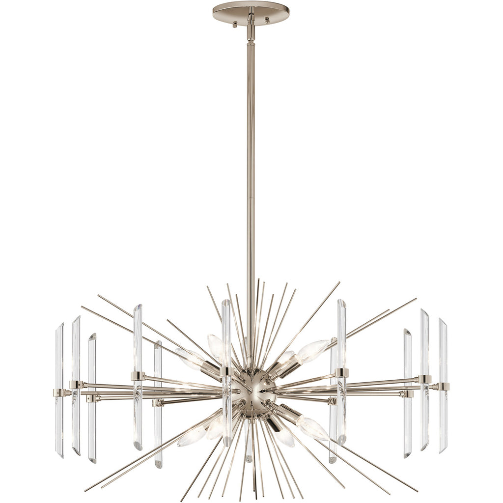 Kichler 44276PN, Eris 8 Light 30 inch Polished Nickel Chandelier Round Pendant Ceiling Light
