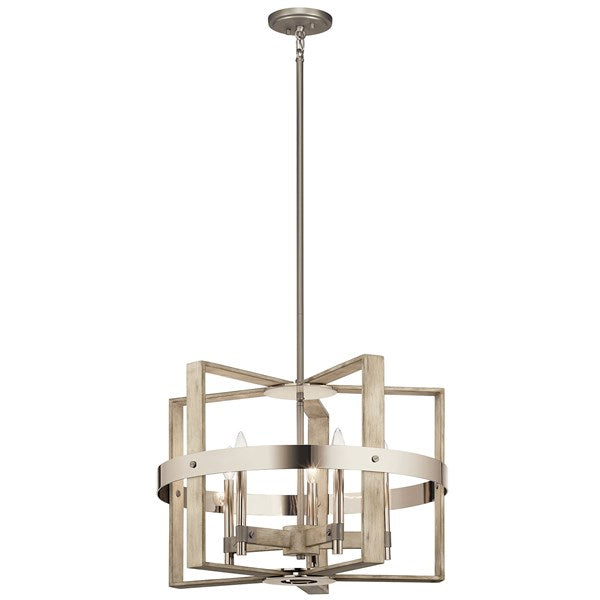 Kichler Peyton 5 Light Chandelier 44290WWW White Washed Wood