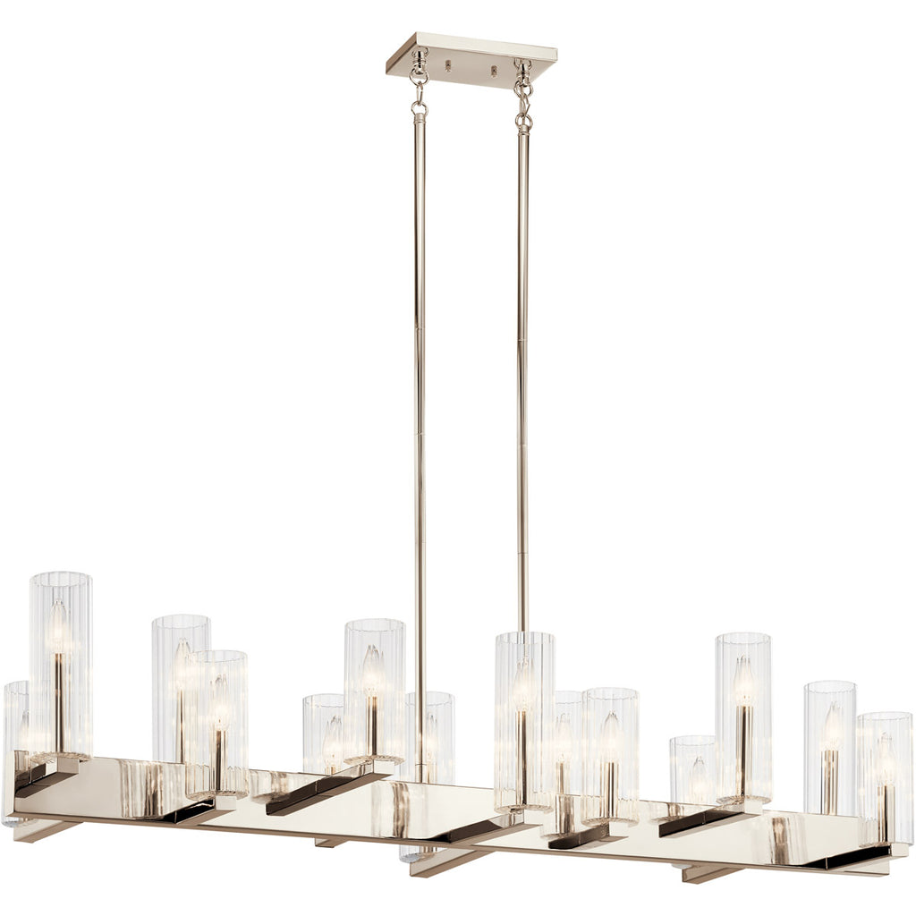 Kichler 44317PN, Cleara 14 Light 18 inch Polished Nickel Chandelier Linear (Double) Ceiling Light, Double