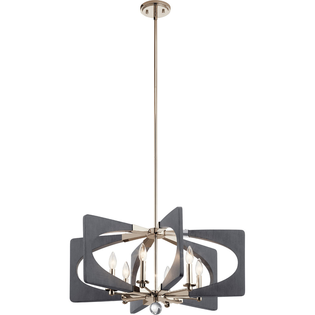 Kichler 44360DWG, Alscar 6 Light 28 inch Driftwood Grey Chandelier 1 Tier Medium Ceiling Light, Medium