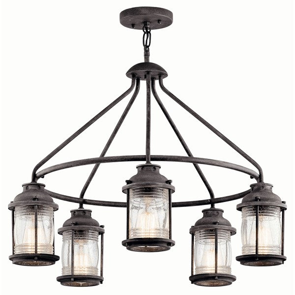 Kichler Lighting Ashland™ Bay 5 Light Chandelier Weathered Zinc Exterior Chandelier 49667WZC