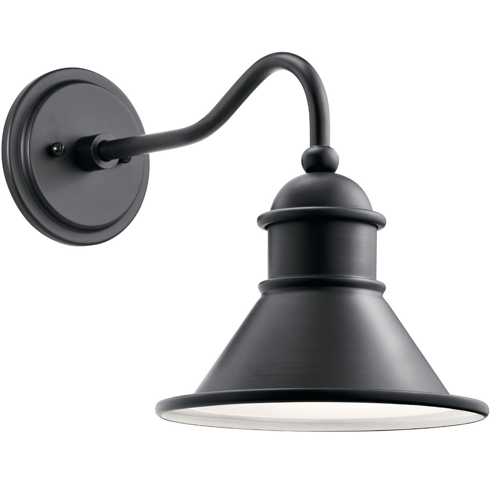 Kichler 49775BK, Northland 1 Light 12 inch Black Outdoor Wall, Small