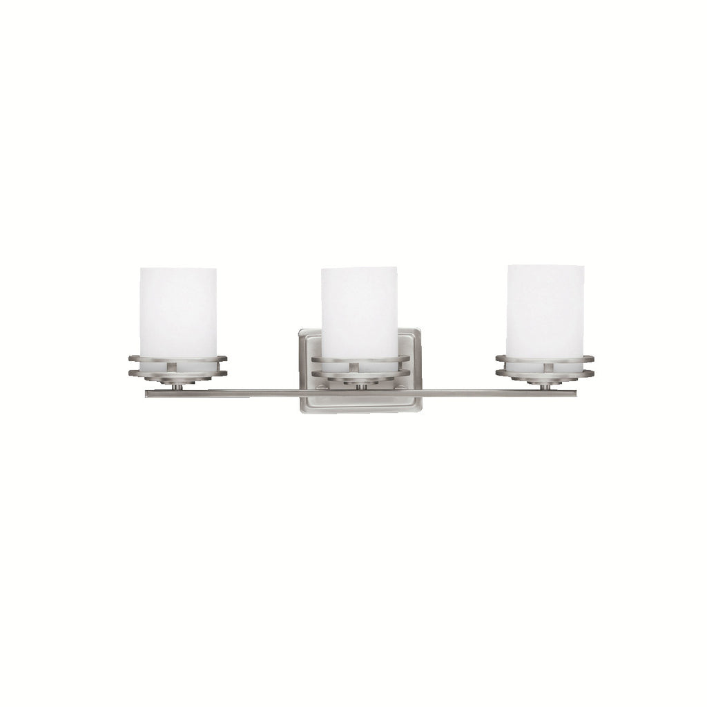 Kichler 5078NI, Hendrik 3 Light 24 inch Brushed Nickel Wall Mt Bath 3 Arm Wall Light in Satin Etched Cased Opal