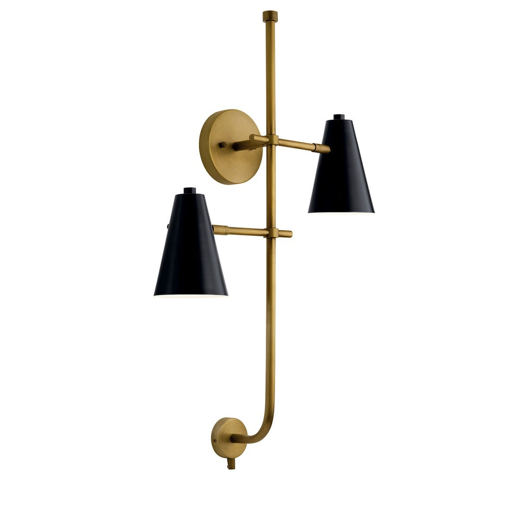 Kichler 52174BK, Sylvia 2 Light 18 inch Black Wall Sconce Wall Light