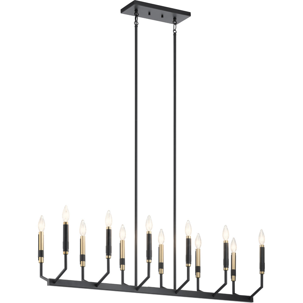 Kichler 52350BK, Armand 12 Light 10 inch Black Chandelier Linear (Single) Ceiling Light