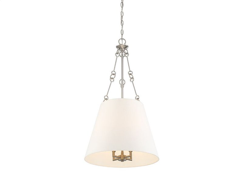 Savoy House 7-2201-4-SN Austin 4 Light Pendant In Satin Nickel With White Shade