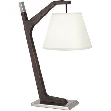 Robert Abbey S576 Wally 21" Walnut Wood Polished Nickel Table Lamp Portable Light
