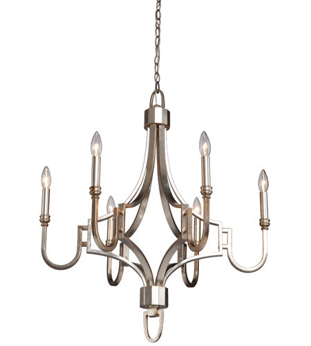 Artcraft SC1566 Lexington 6 Light 27 inch Silver Leaf Chandelier Ceiling Light