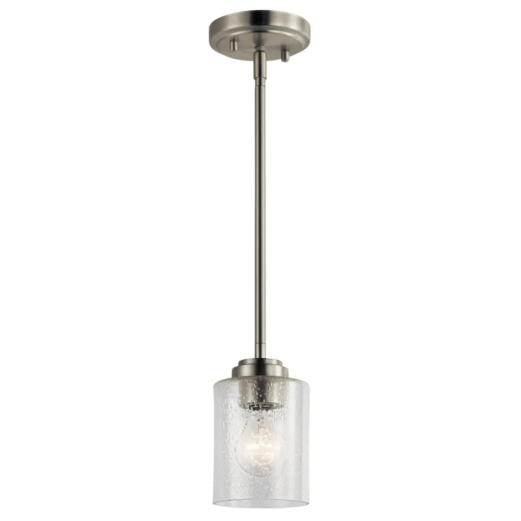 Kichler Winslow Single Light 4" Wide Mini Pendant with Seedy Glass Shade 44032NI