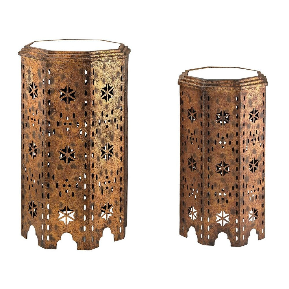 Elk Home 138-135/S2 Moroccan Side Table with Mirrored Top - Set of Two - Gujarat Gold