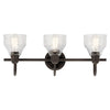 Kichler 45973OZ Avery 3 Light Bath Bar Olde Bronze & Seeded Glass