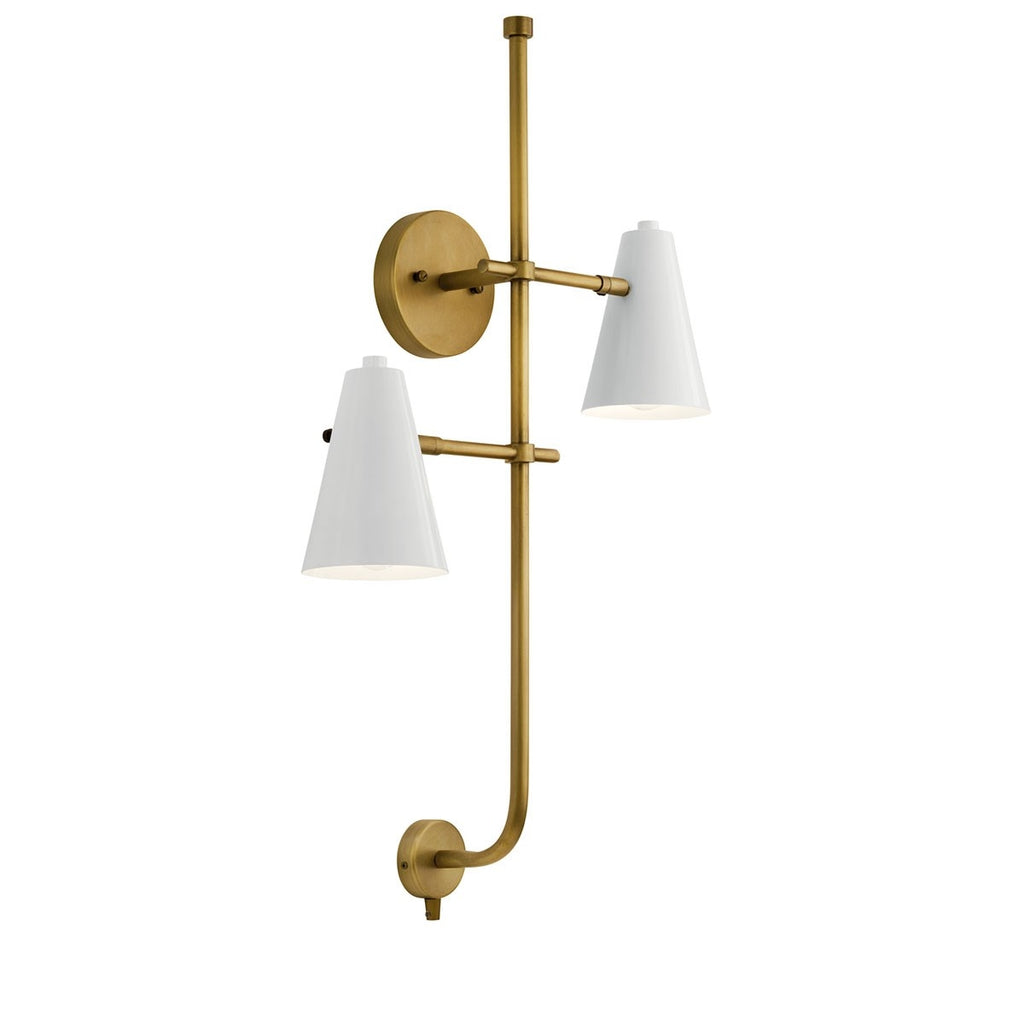 Kichler 52174WH, Sylvia 2 Light 18 inch White Wall Sconce Wall Light