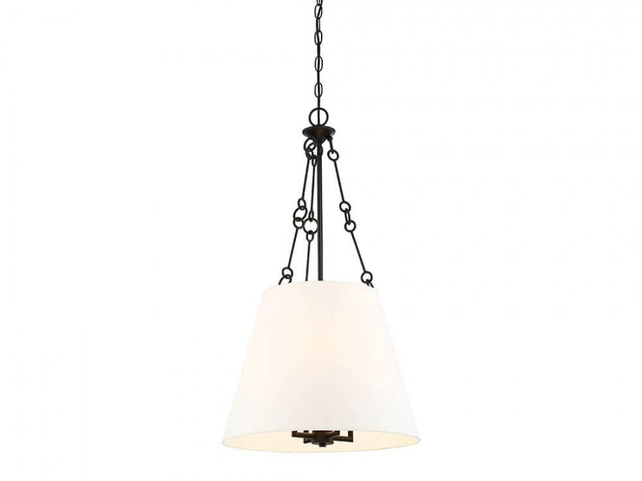 Savoy House 7-2201-4-13 Austin 4 Light Pendant In English Bronze With White Shade