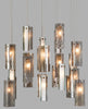 #4 Drops Glass Paneled Pendants 27 Light in Winter Grey, White & Clear Mix