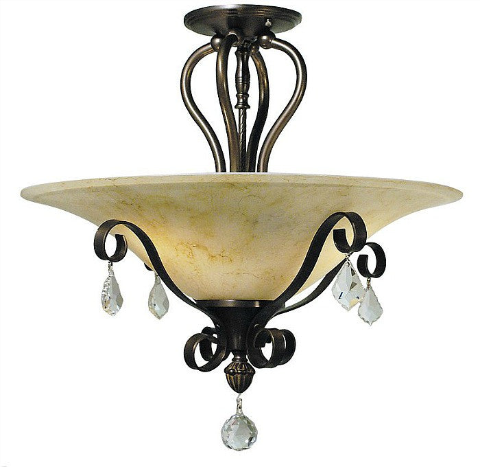 Framburg Crystal 3 Light Semi Flush from the Minuet Collection 1898