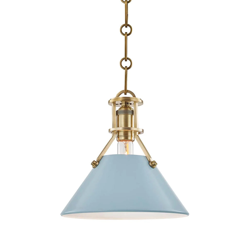 Painted No.2 Single Light 10" Wide Mini Pendant MDS-351-AGB-BB